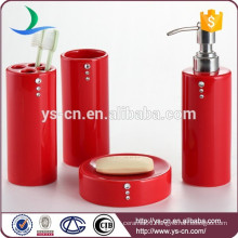 Diamond design ceramic bathroom accessory ,Red bathroom accessory set